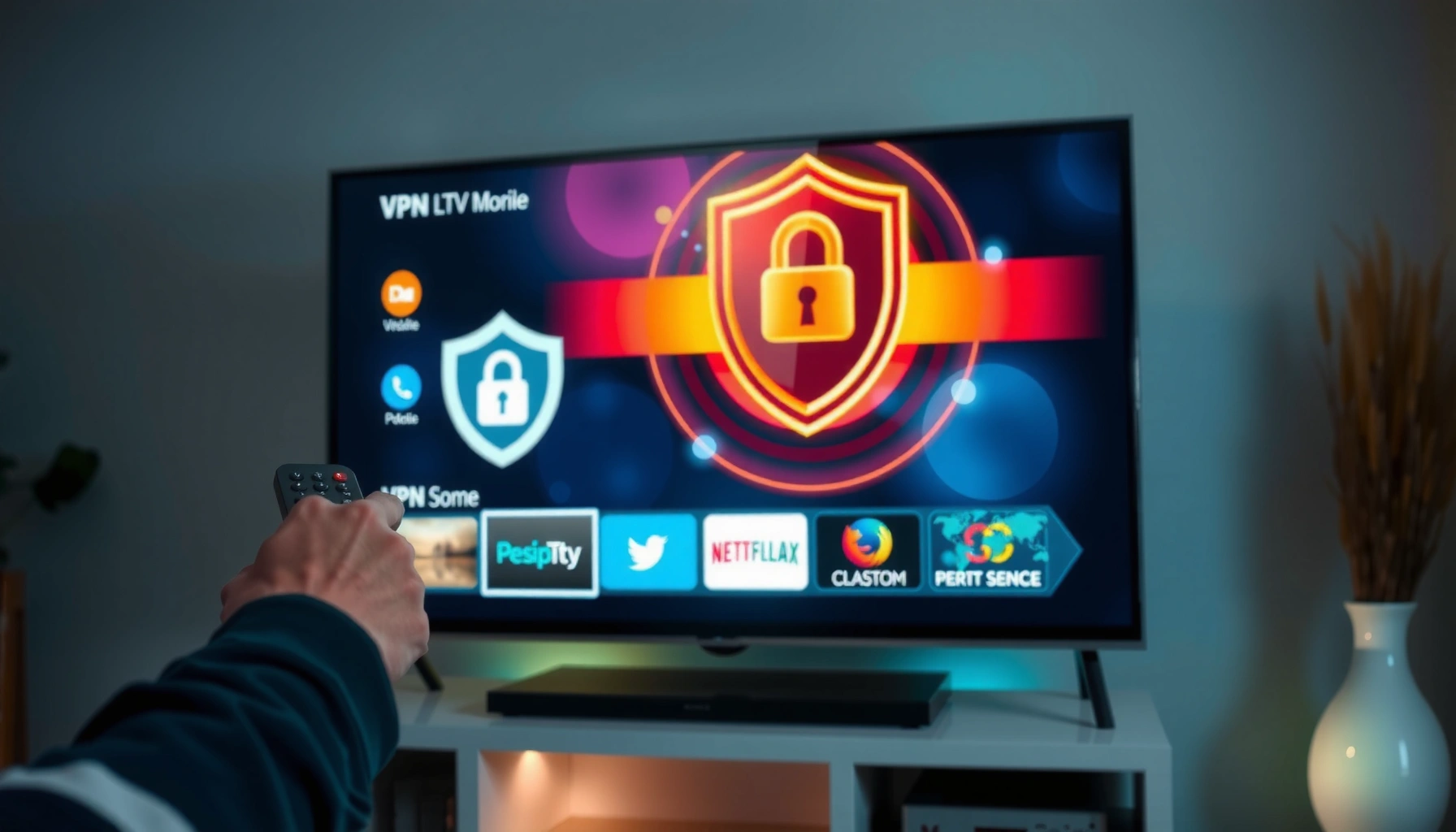 A smart TV displaying a VPN interface, illustrating how to use a VPN on smart televisions.