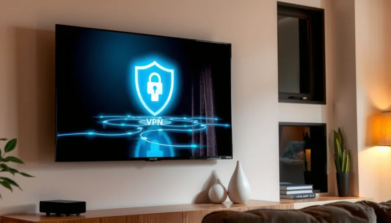 A smart TV displaying a VPN setup guide for streaming securely.