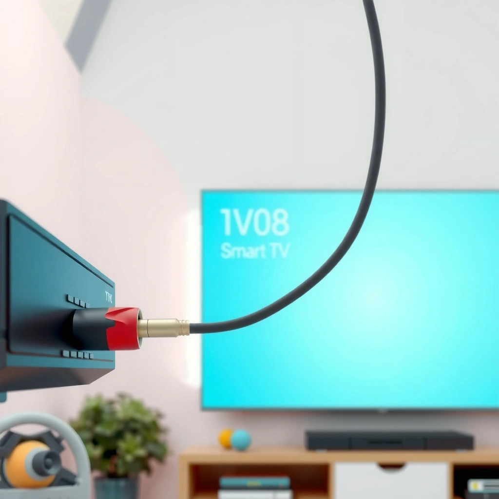 Image showing coaxial ports on a VCR and a Smart TV for connection.