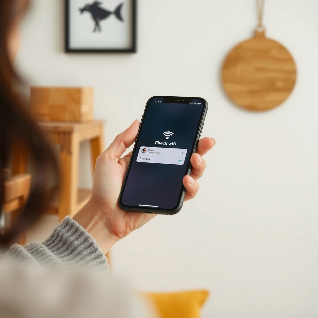 User checking Wi-Fi access rights on an iPhone before changing the password