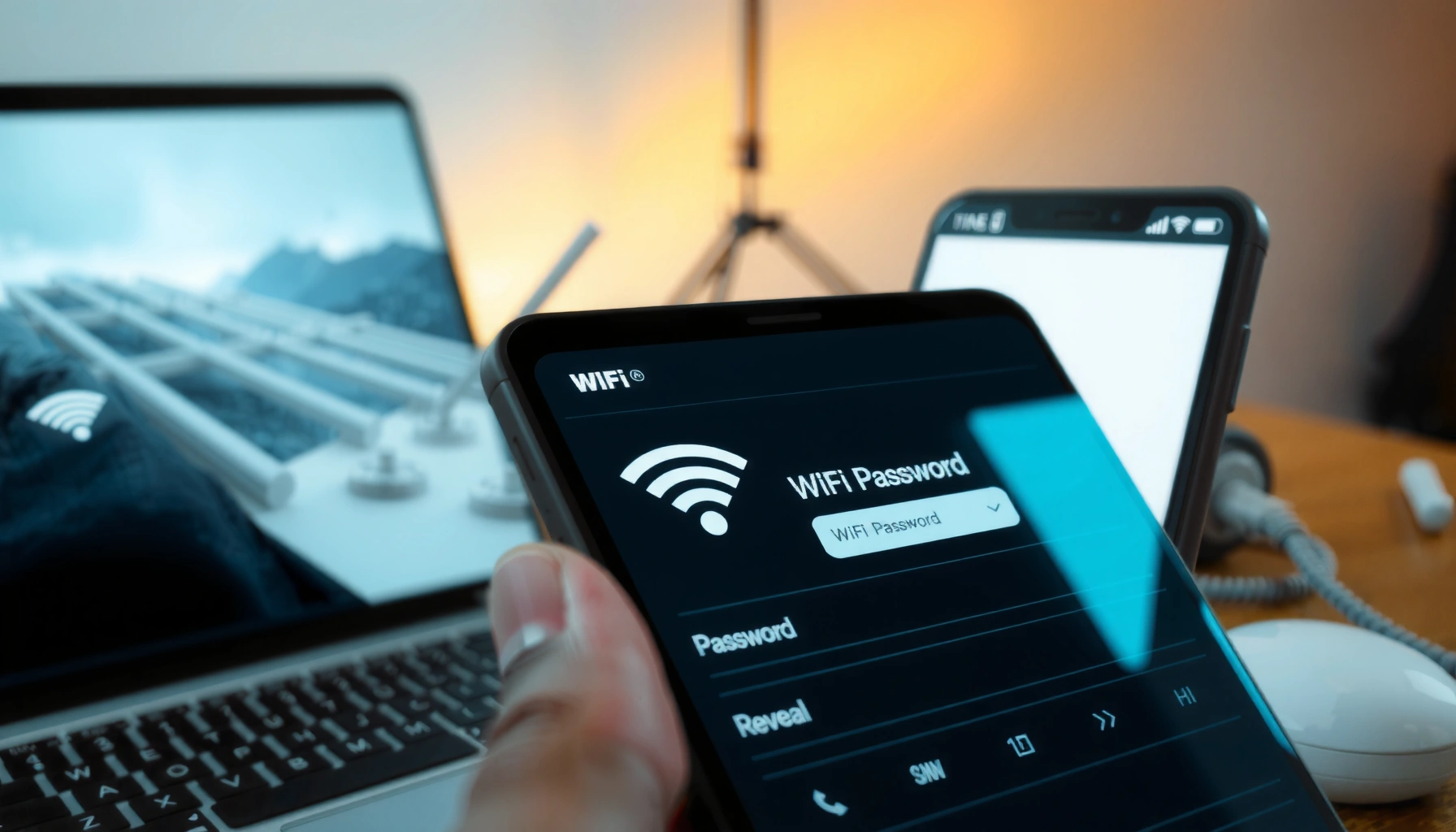 A person checking their WiFi password on a device, illustrating how to see WiFi passwords.