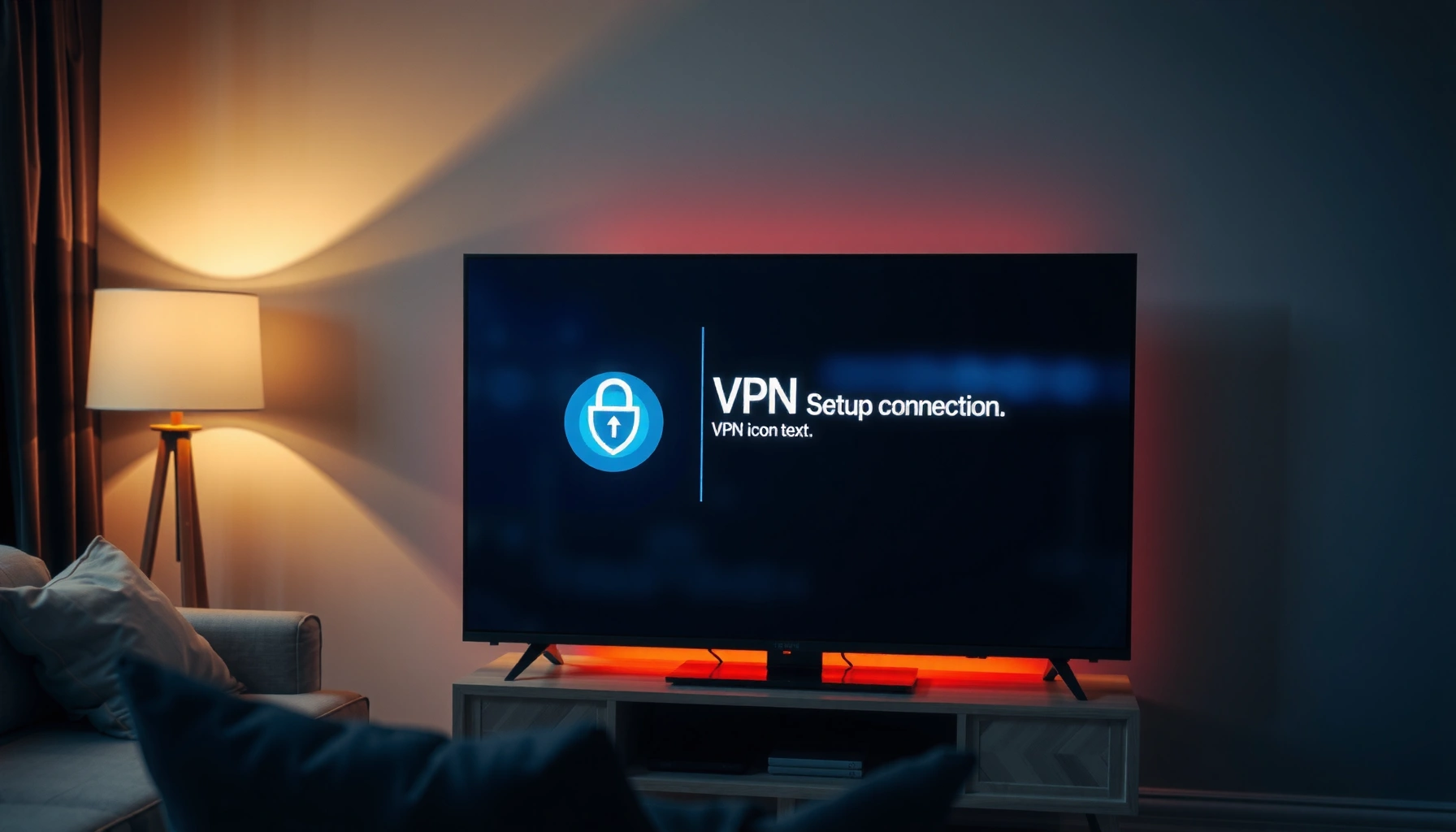 Illustration showing how to set up a VPN on a Smart TV for secure streaming.