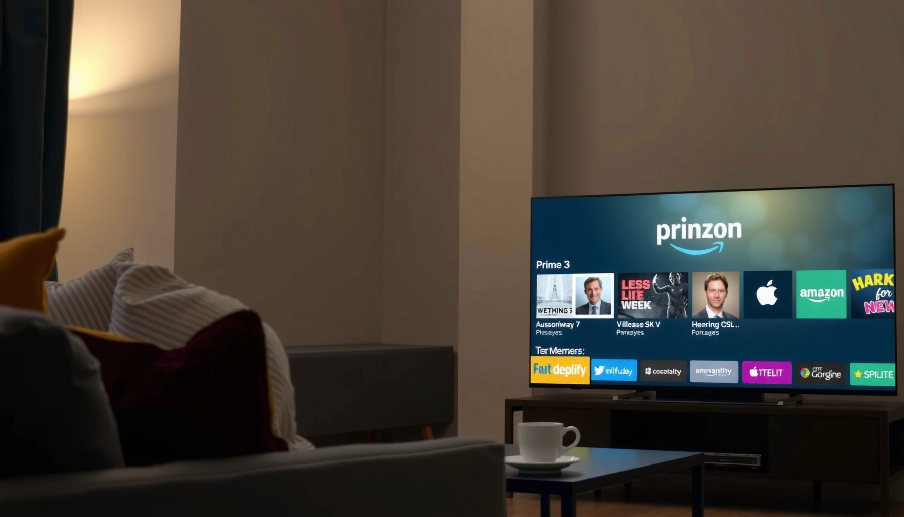 A user navigating Amazon Prime Video on a Smart TV screen.