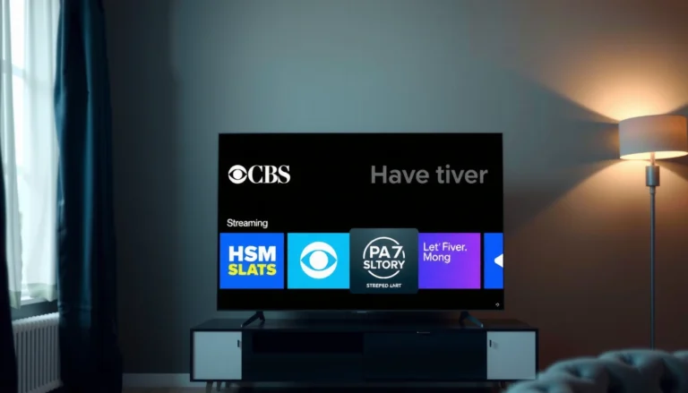 A smart TV displaying CBS streaming options for free viewing.