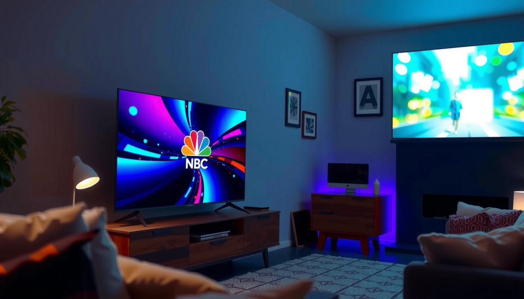 A smart TV displaying the NBC logo, illustrating how to watch NBC for free.