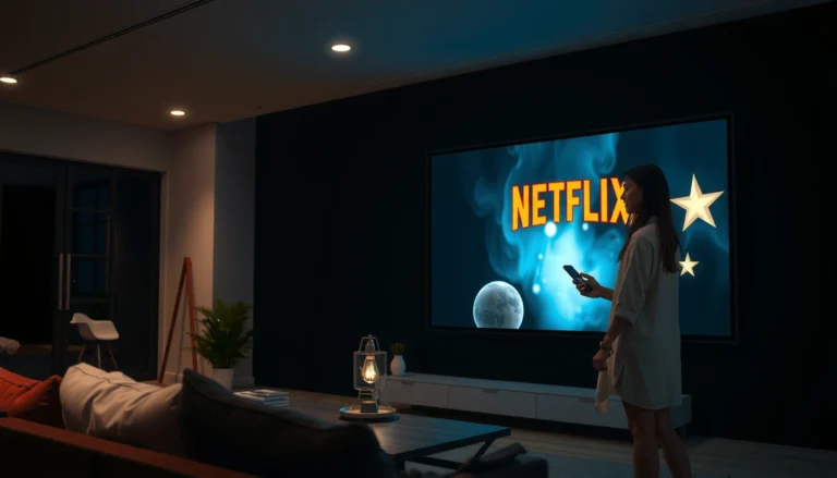 Person setting up a projector to watch Netflix on a large screen