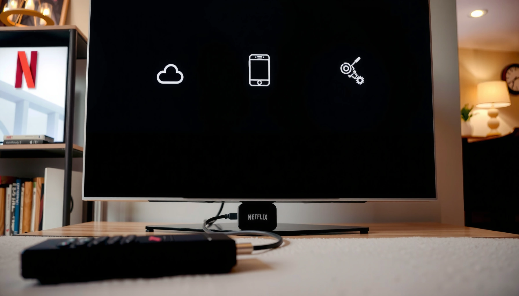 Guide on how to watch Netflix on a non smart TV with streaming devices and cables.
