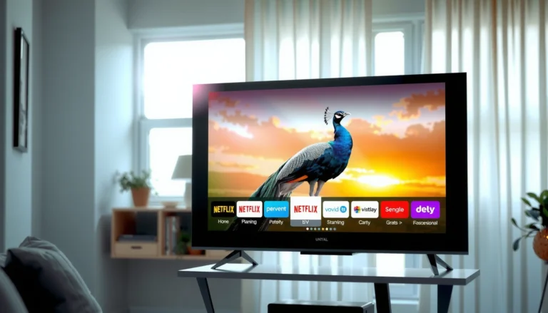A user watching Peacock TV on a Smart TV, showcasing streaming options and interface.