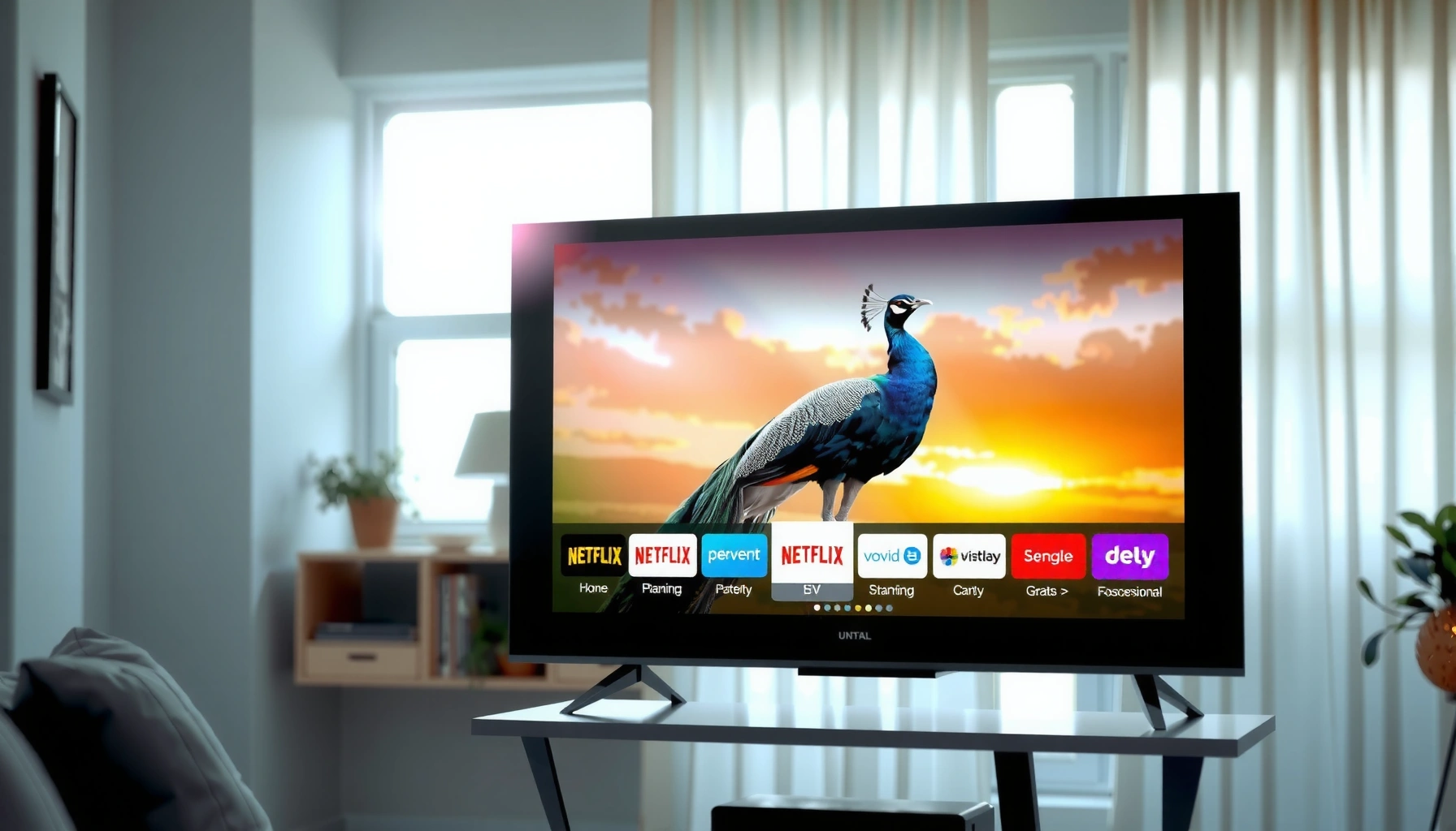 A user watching Peacock TV on a Smart TV, showcasing streaming options and interface.