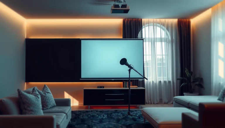 A bright room showcasing a projector in use during the day, demonstrating tips for daytime viewing.