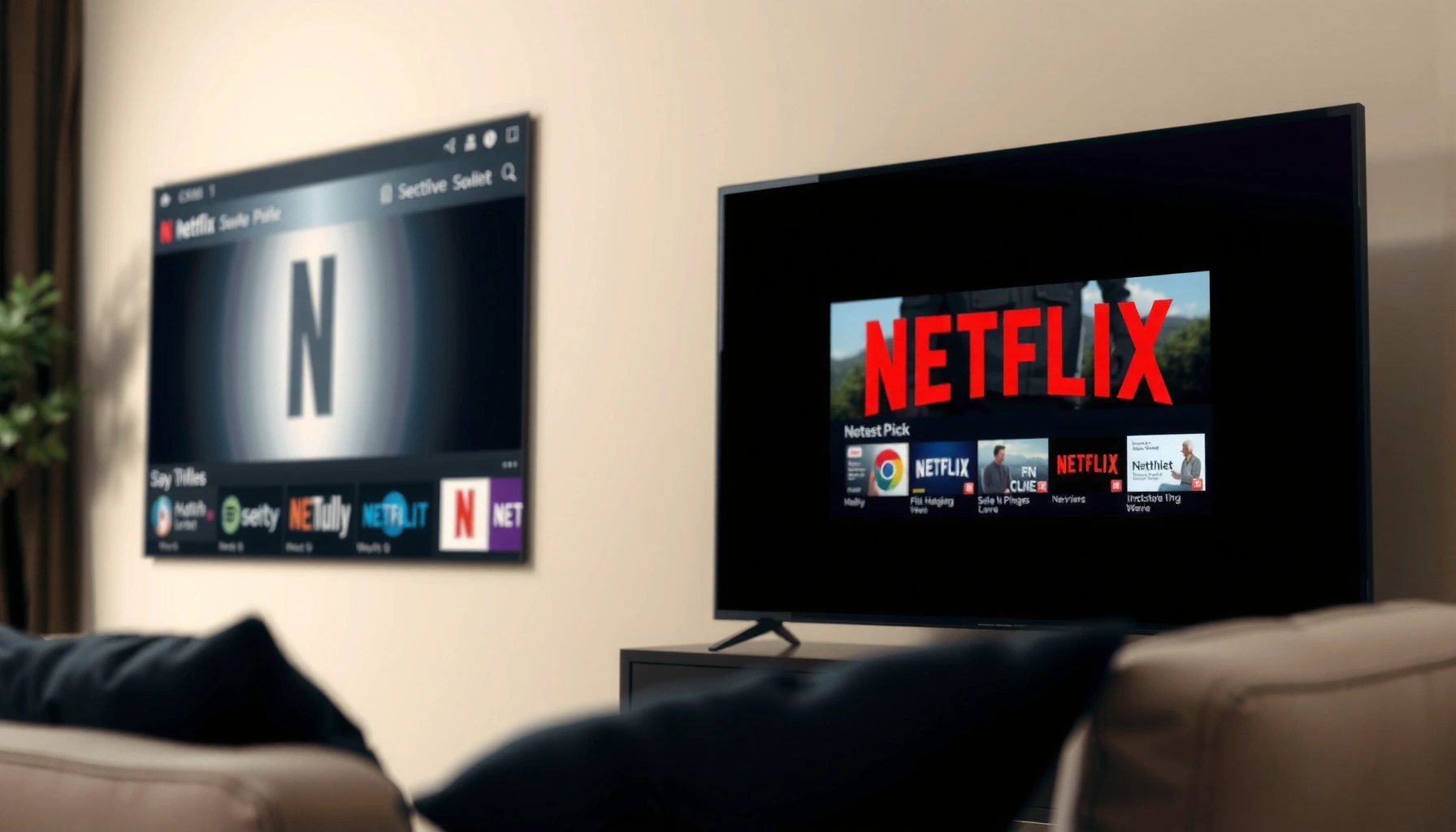 A user navigating Netflix on a Smart TV, showcasing the app interface and remote control.