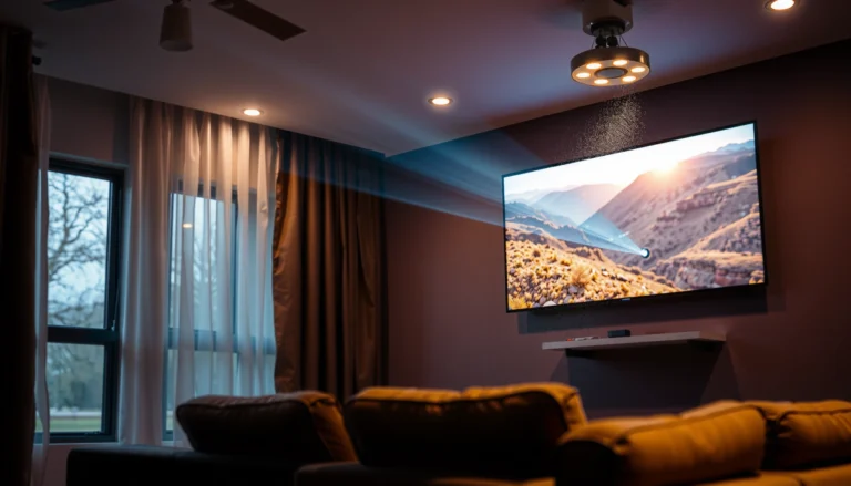 A projector displaying normal TV content, showcasing how to watch TV on a projector.