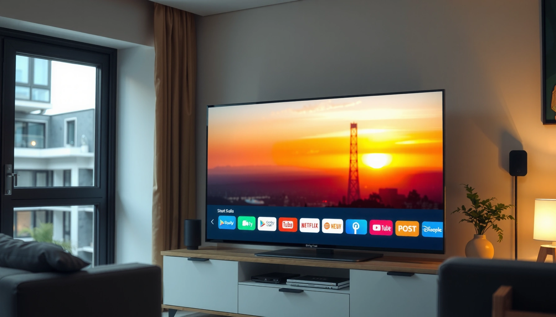 A person using a smart TV to watch their favorite shows and movies, illustrating smart TV capabilities.