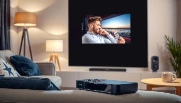 A projector displaying a TV show on a screen, illustrating how to watch TV through a projector.