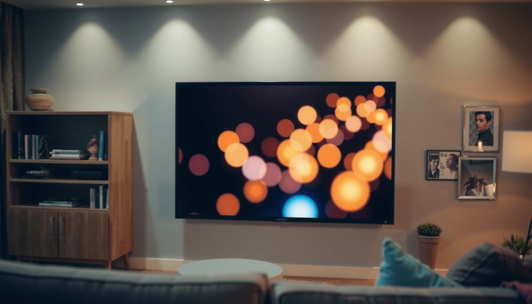 An overview of a smart TV displaying various streaming apps and features.