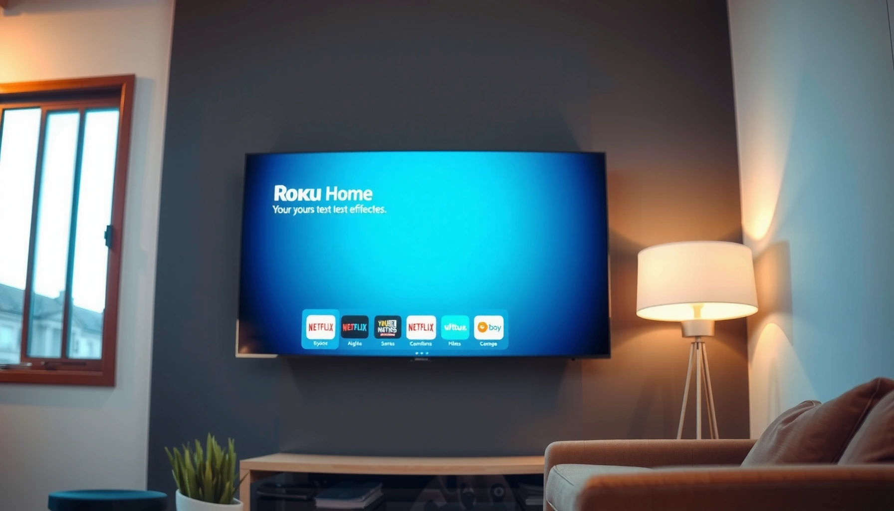 A Smart TV displaying the Roku interface, showcasing streaming options and apps.