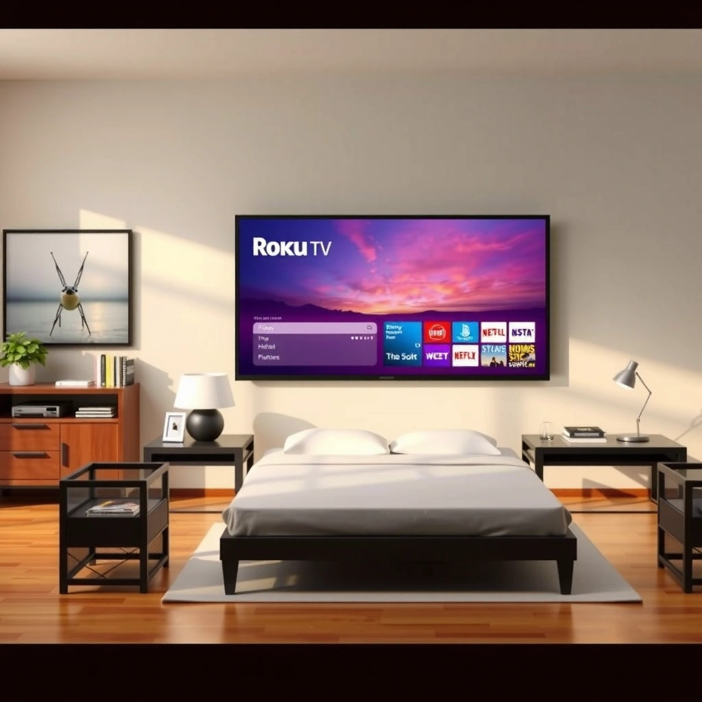 Illustration explaining features that make a Roku TV smart, including streaming and connectivity options.