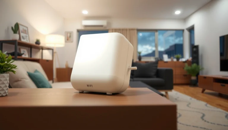 Illustration showing the real-world distance range of a WiFi extender in various environments.