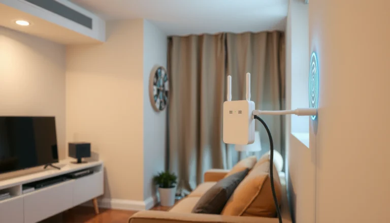 A WiFi extender in a home setting, illustrating its potential to boost internet coverage and performance.