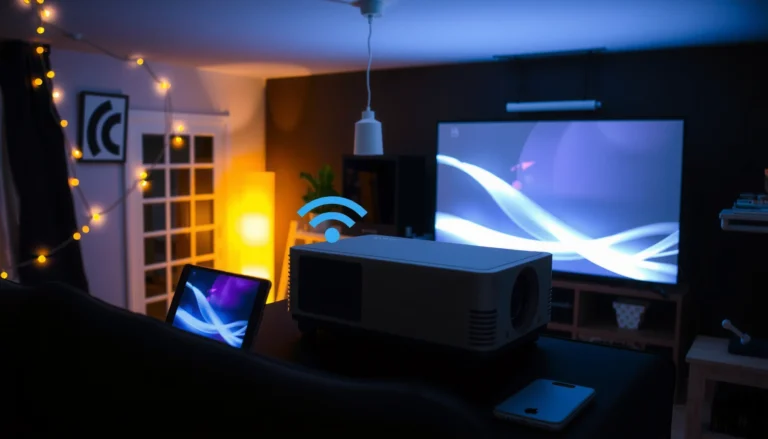 Illustration of wireless connection options for projectors, highlighting various methods and devices.