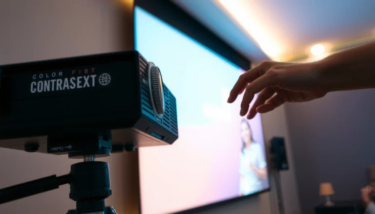 An image illustrating how to adjust color settings on a projector for improved picture quality.