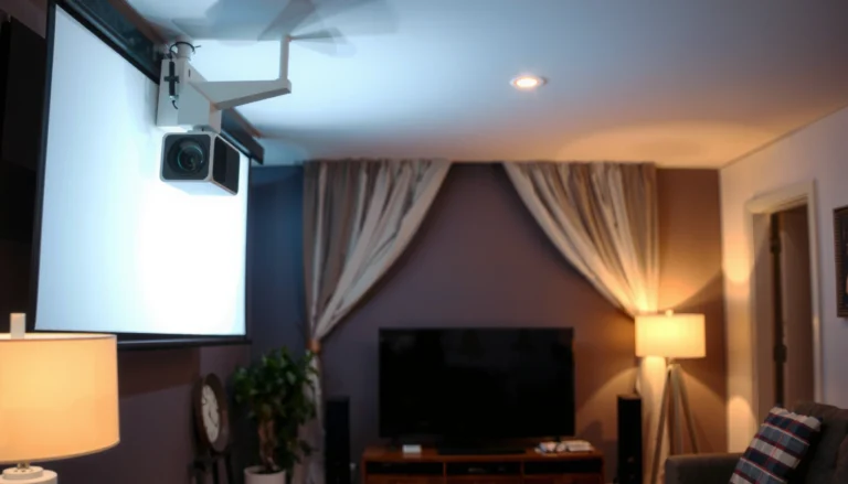 A person adjusting the angle of a projector screen for optimal image clarity.