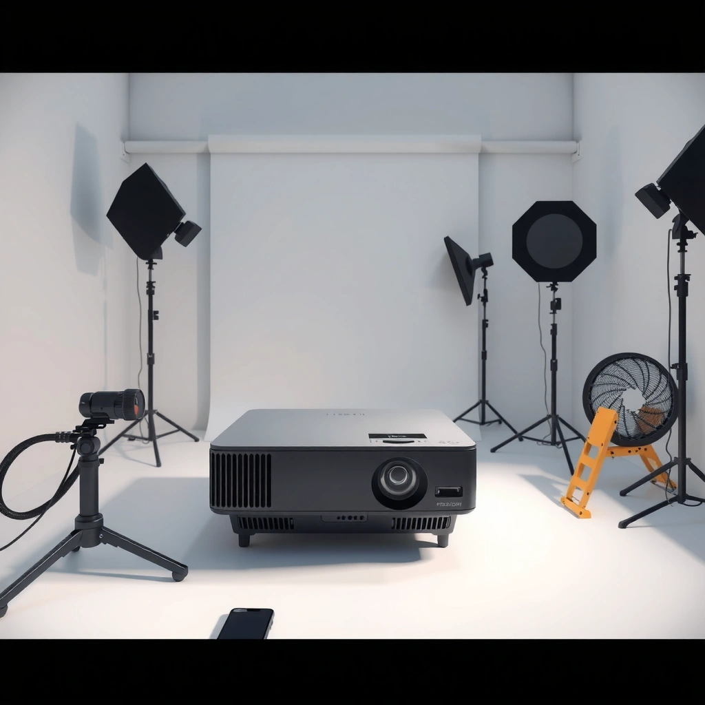 Diagram showing how ambient light affects lumen needs for projectors in lighted rooms