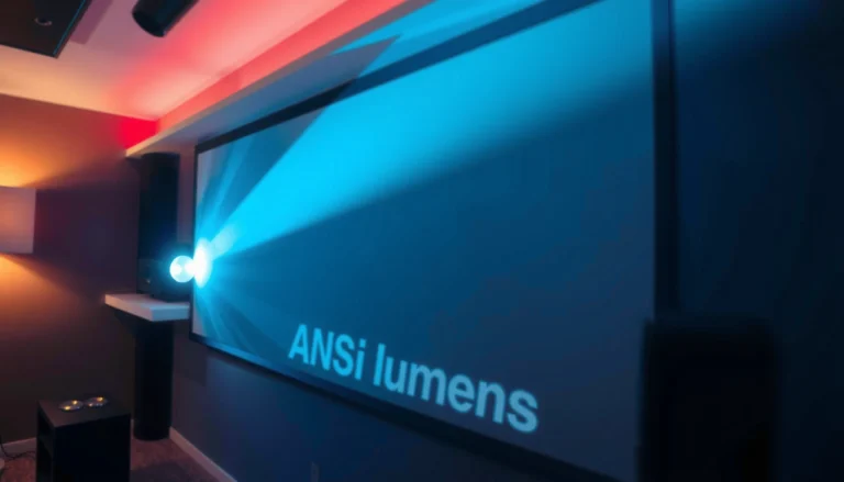 Illustration showing ANSI lumens scale for indoor projectors and their brightness levels.