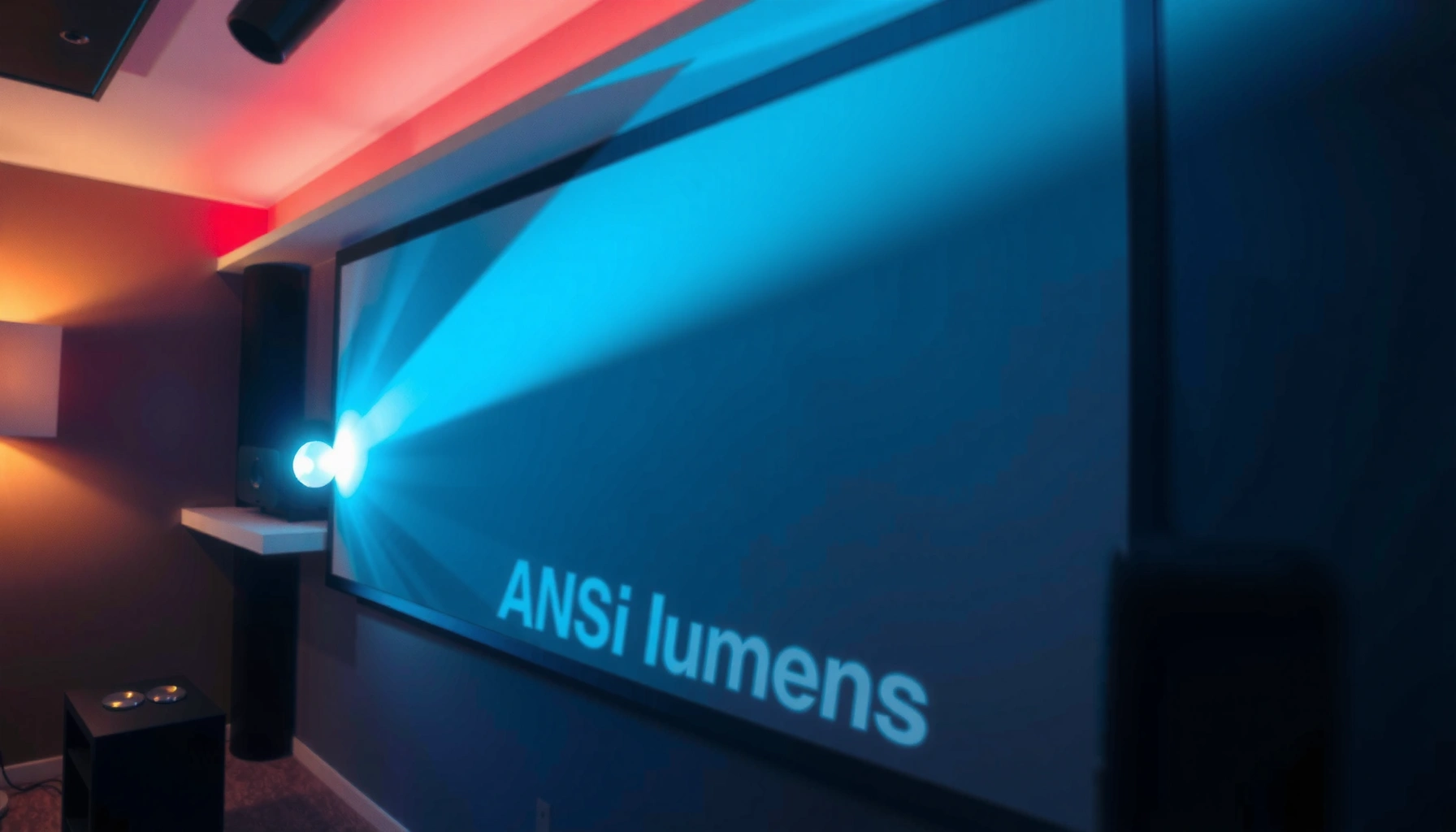Illustration showing ANSI lumens scale for indoor projectors and their brightness levels.