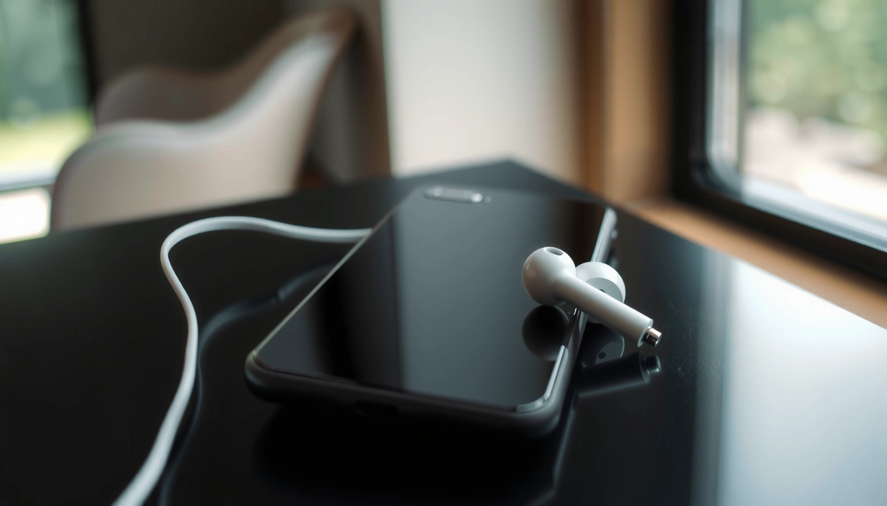 Apple earbuds connected to an Android phone, showcasing compatibility options.
