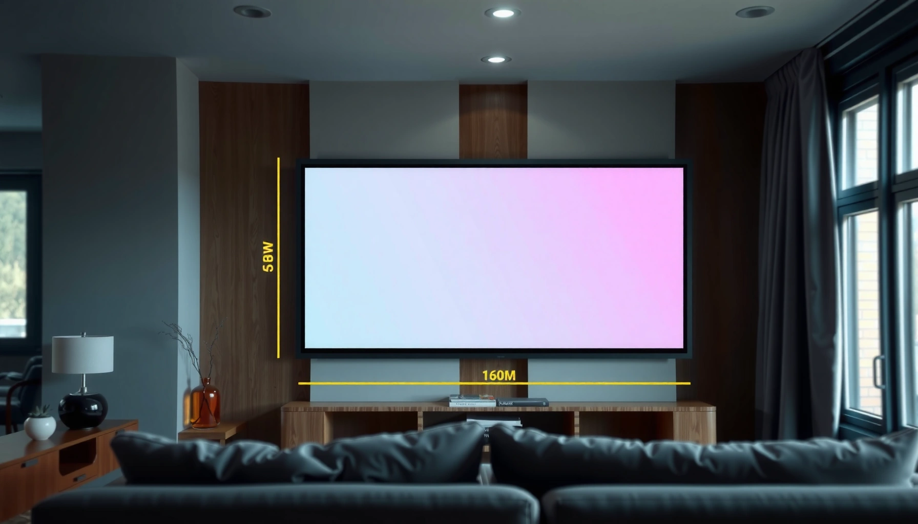 Illustration showing optimal screen viewing distance for comfortable viewing.