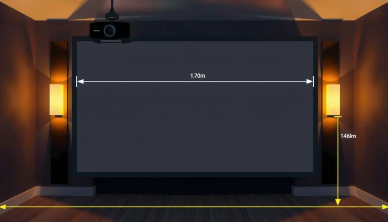 Illustration of how to calculate projector lens throw distance for optimal image projection.