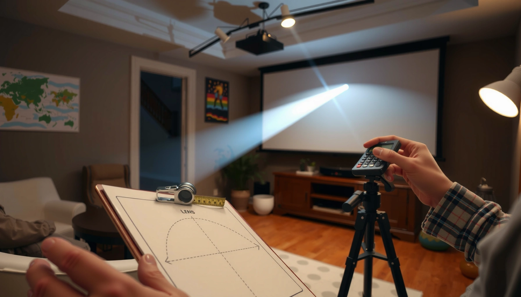 Step-by-step guide on how to calculate the throw distance for projectors.