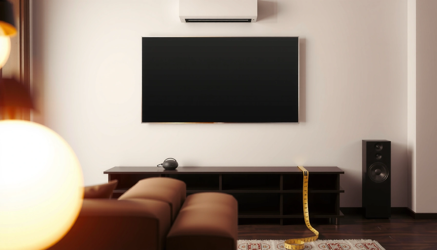 A diagram showing how to calculate the ideal TV screen size for a room based on viewing distance.
