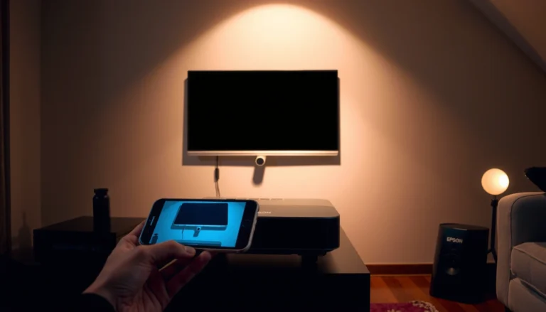 Step-by-step guide on casting iPhone screen to Epson projector for presentations.