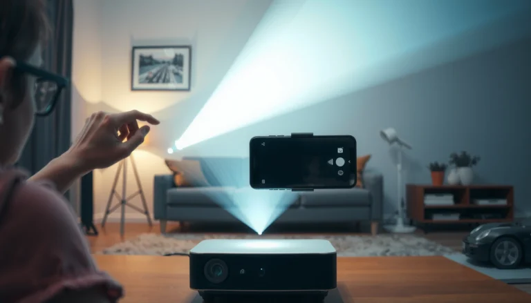 An Android phone displaying content being cast to a projector for a presentation.