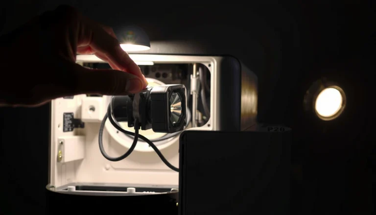 Step-by-step guide on changing the bulb in a Mitsubishi projector with tools and instructions.