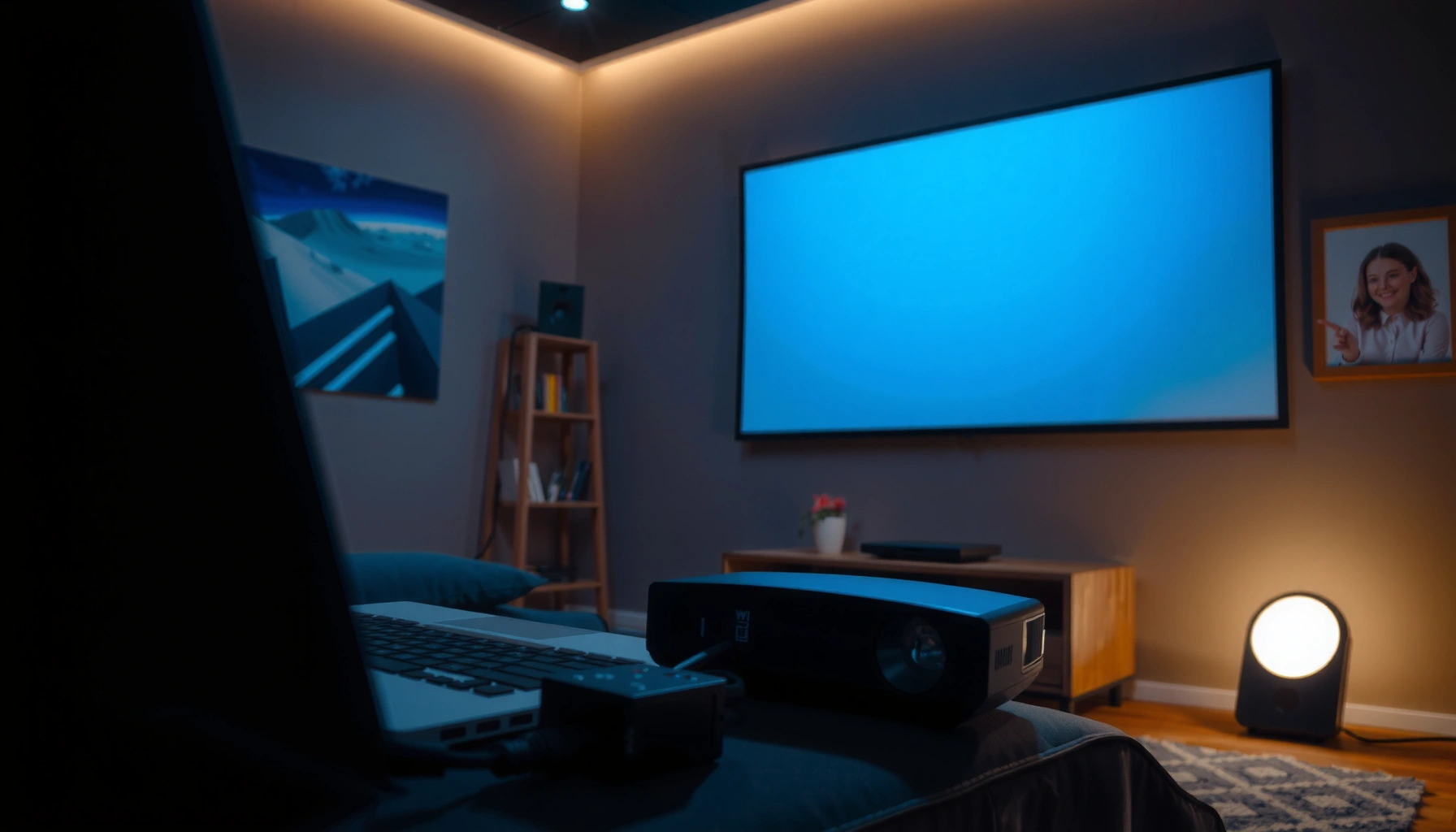 Step-by-step guide on changing display settings for a projector.