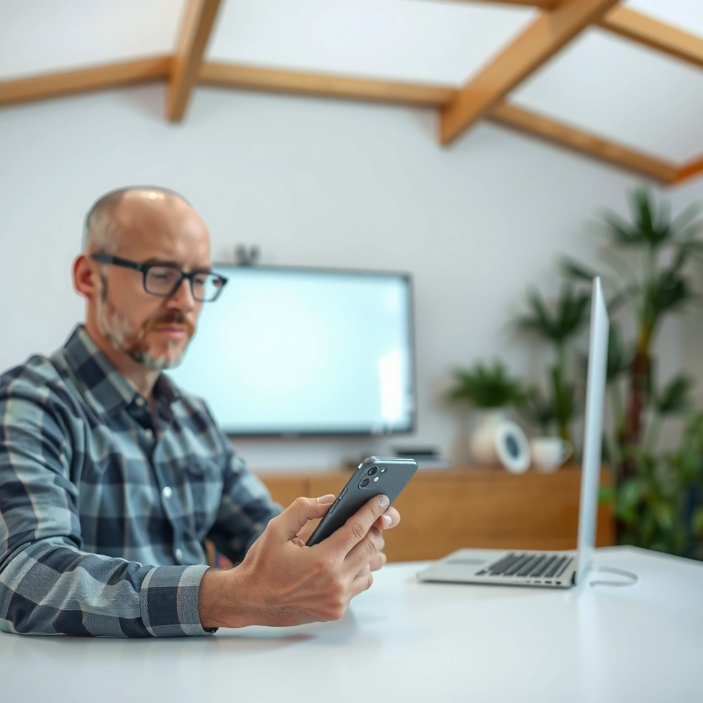 A user checking the power and pairing mode of wireless earbuds for phone connection.