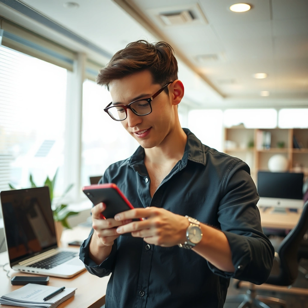 Person checking earbuds' pairing mode for connecting to a phone.