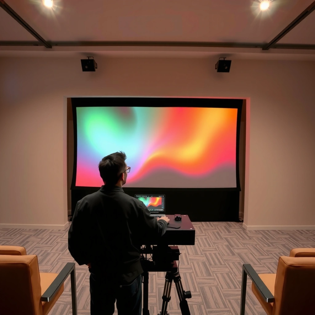 Measuring screen size and throw distance for projector setup