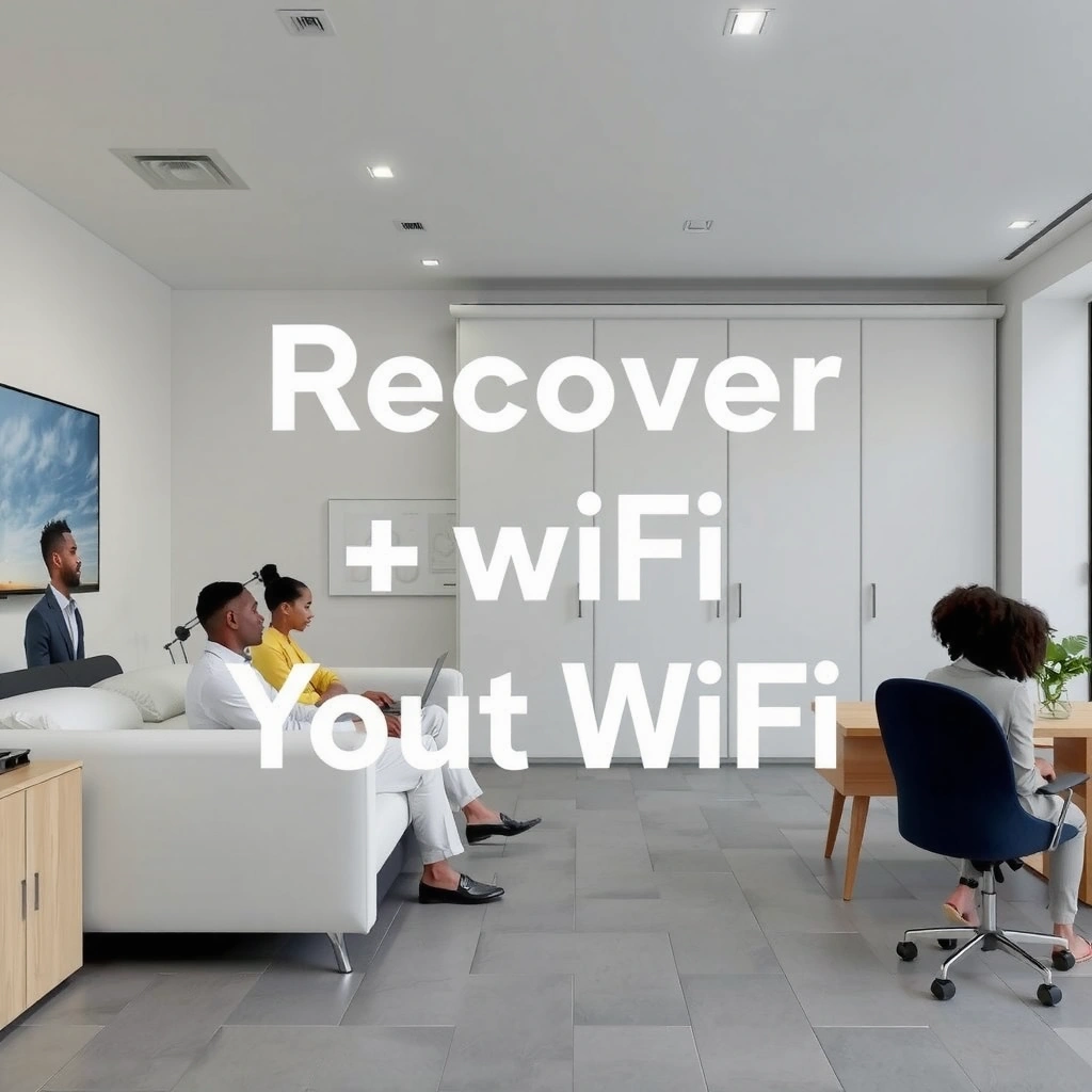 User checking WiFi password on a connected device screen for recovery