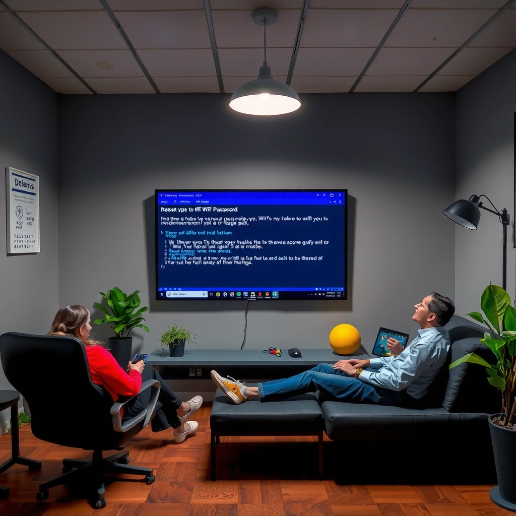User checking the WiFi password on a connected device for quick access