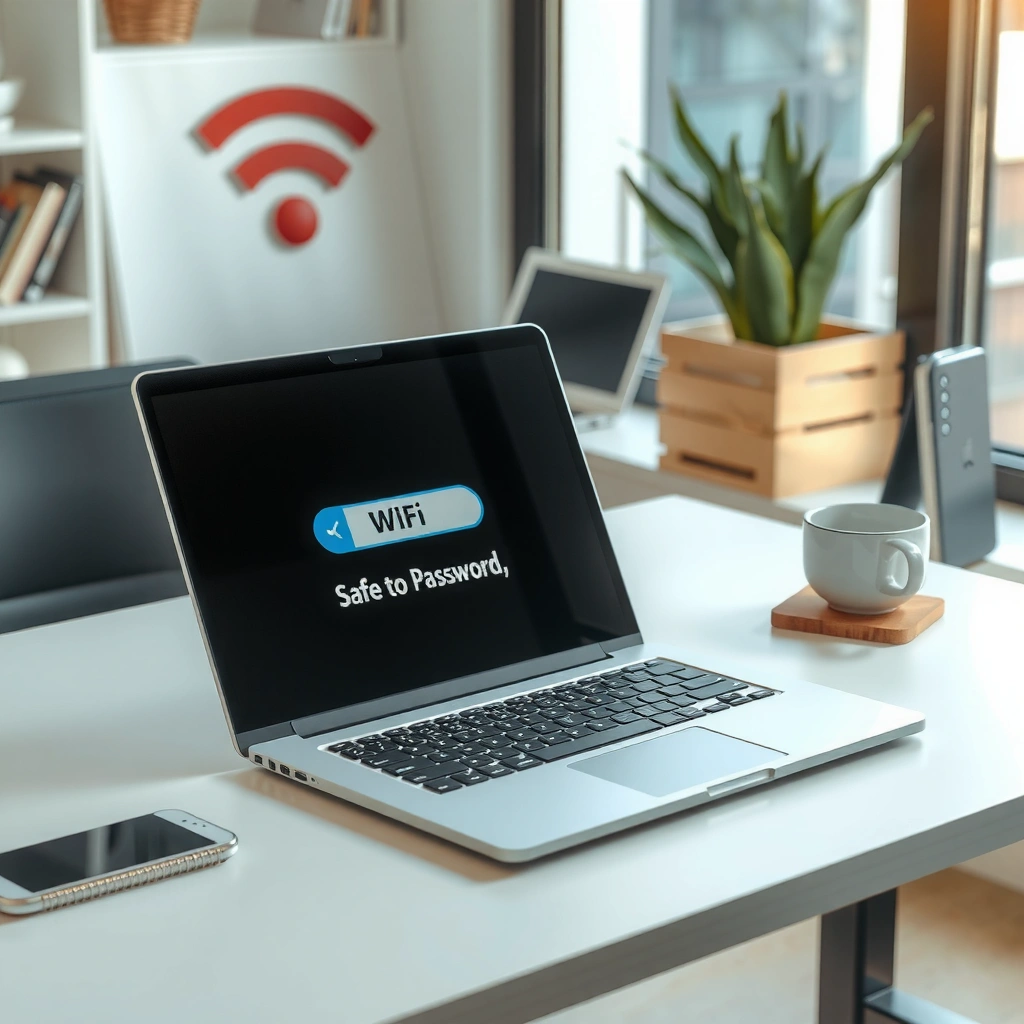 User checking the WiFi password on a connected phone or computer for easy access.
