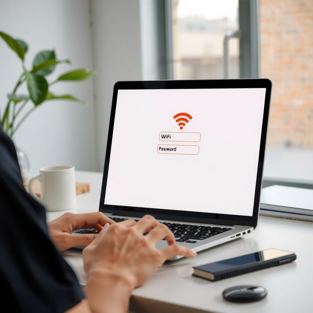 Screenshot showing how to find the WiFi password on a Windows laptop for the connected network