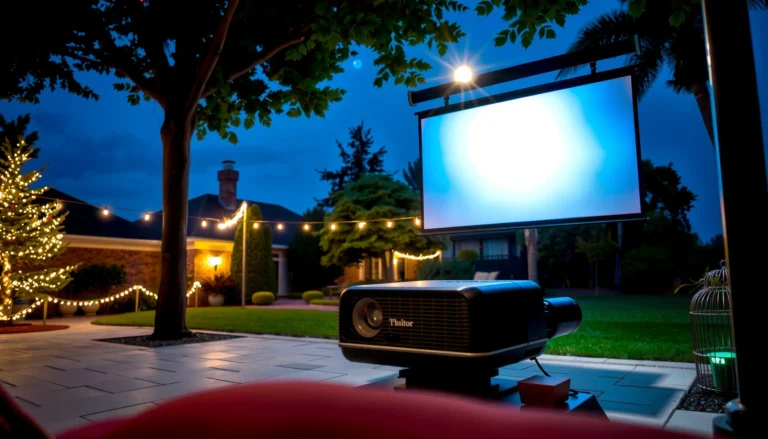 A person evaluating different projectors for outdoor use, highlighting key factors in selection.