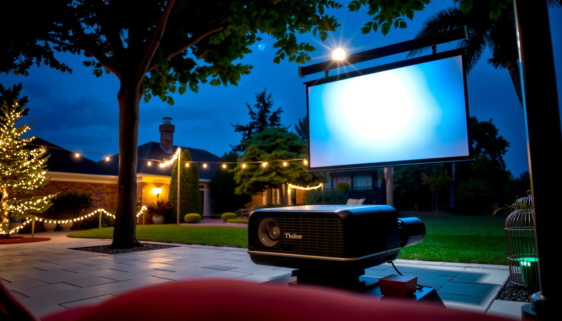 A person evaluating different projectors for outdoor use, highlighting key factors in selection.