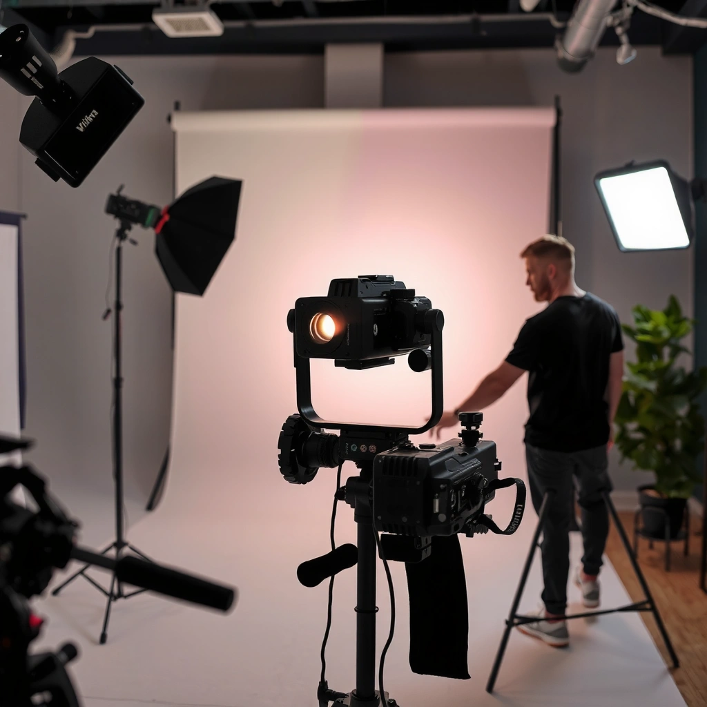 A person checking the projector's casting method for setup in a home theater.