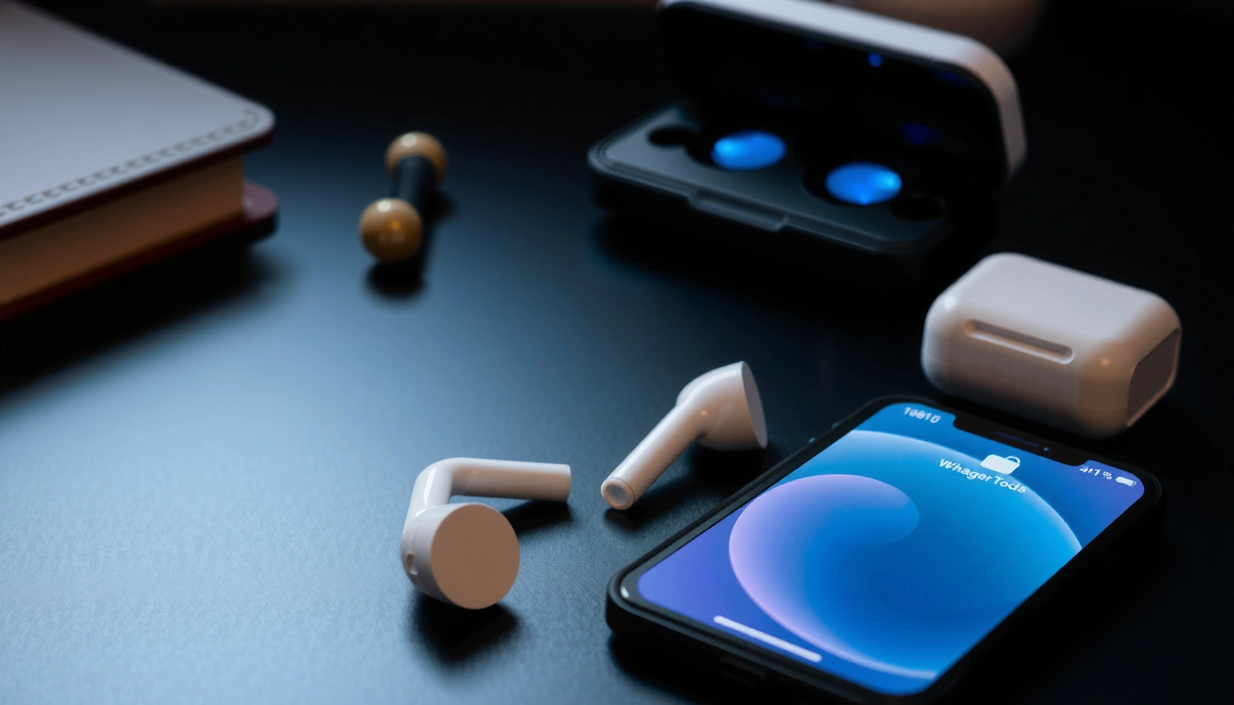 A person connecting wireless earbuds to an iPhone, demonstrating compatibility and convenience.