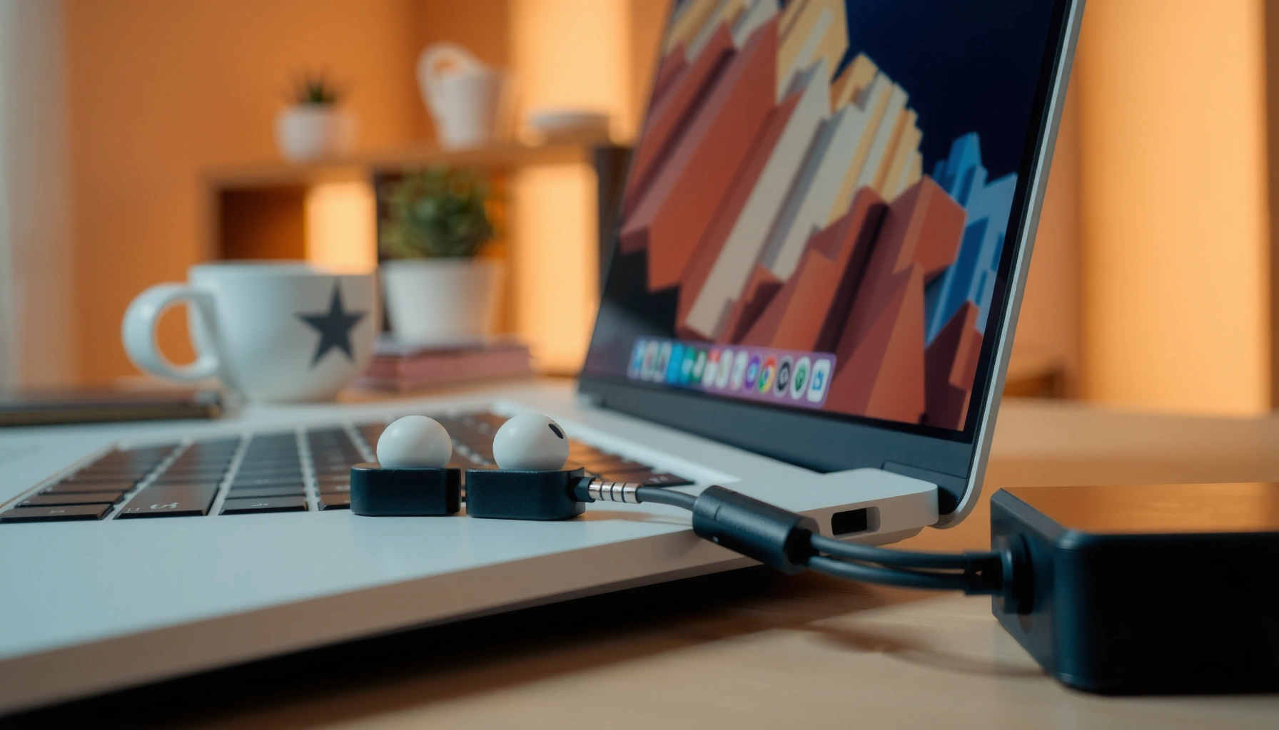 User connecting earbuds to a laptop with clear instructions on easy connection steps.